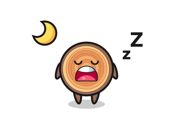 Wood Grain Character Illustration Sleeping Night Cute Design — Stock Vector