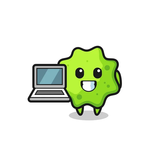 Mascot Illustration Splat Laptop Cute Design — Stock Vector