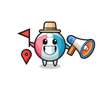 Plaj topunun tur rehberi karakteri, şirin bir tasarım.