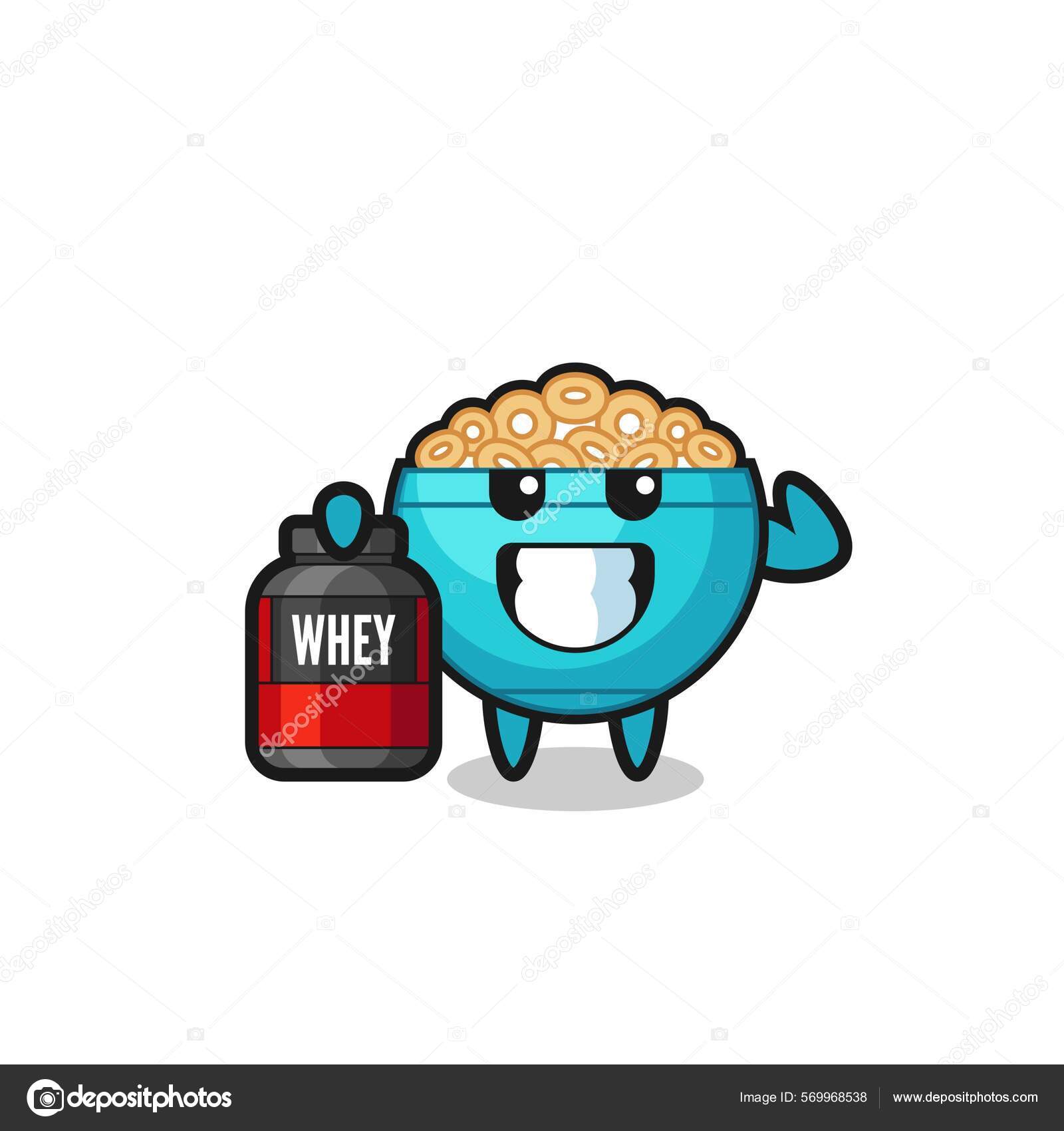 Muscular Cereal Bowl Character Holding Protein Supplement Cute Design Stock Vector Image by ©@ #569968538 Muscular Cereal Bowl Character Holding Protein Supplement Cute Design Stock Vector Image by ©@ #569968538