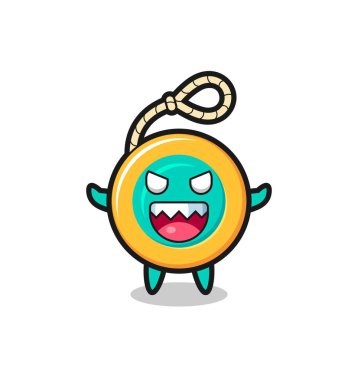 Şeytani yoyo maskotu karakteri, şirin tasarım.