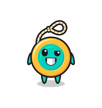 İyimser yüzlü sevimli yoyo maskotu, şirin bir tasarımı var.