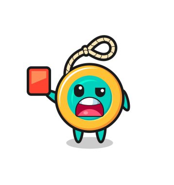 Hakem olarak sevimli maskotun kırmızı kart veriyor, şirin tasarım.