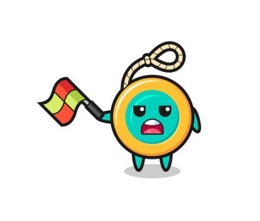 Çizgi film yargıcı olarak bayrağı 45 derecelik açıyla kaldır, şirin tasarım.