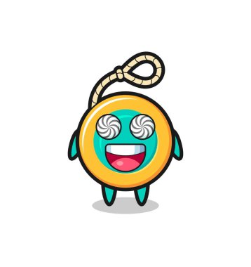 Hipnotize olmuş gözleri ve şirin tasarımı olan sevimli bir yoyo karakteri.