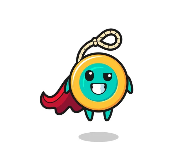 Cute Yoyo Character Flying Superhero Cute Design — Stock Vector