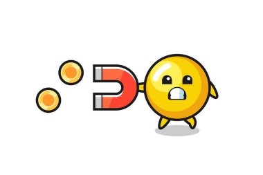 Yumurta sarısı karakteri altın sikkeleri yakalamak için bir mıknatıs tutar.