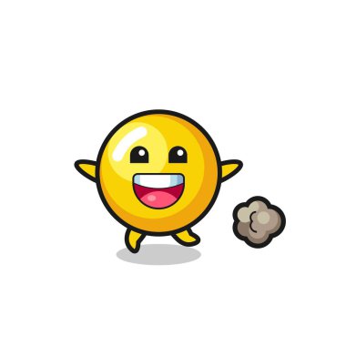 Koşu pozlu mutlu yumurta sarısı çizgi filmi, şirin bir tasarım.