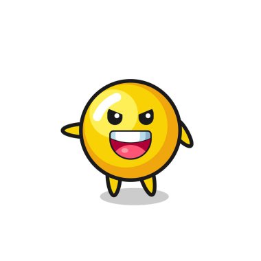 Yumurta sarısı çizgi filmi, çok heyecanlı bir poz, şirin bir tasarım.