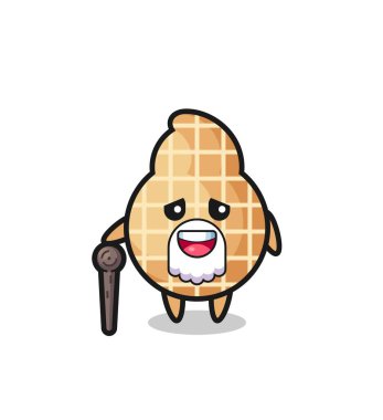 Şirin fıstıklı büyükbaba bir çubuk tutuyor, şirin tasarım.