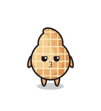 Sevimli fıstık karakterlerinin sıkılmış ifadesi, şirin tasarım.