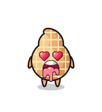 Sevimli bir fıstığın aşık olma ifadesi kalp şeklinde gözleri, şirin bir tasarım.