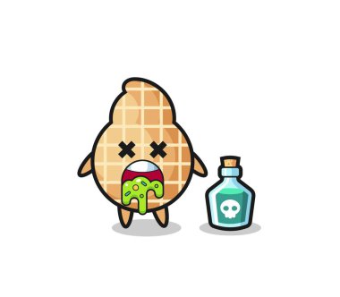 Zehirlenme sonucu kusan bir fıstık karakterinin çizimi, şirin bir tasarım.