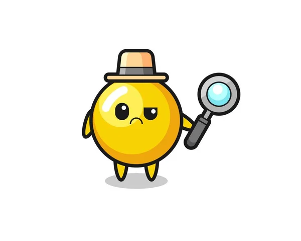 可愛い卵の黄身を探偵風にかわいいデザインのマスコット — ストックベクタ
