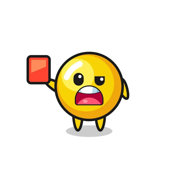 Egg Yolk Cute Mascot Referee Giving Red Card Cute Design — Stock Vector