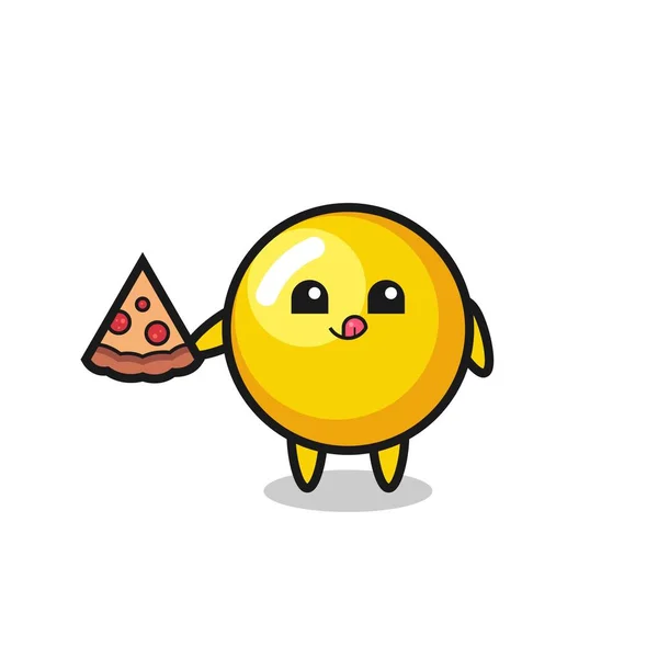 Lindo Huevo Yema Dibujos Animados Comer Pizza Lindo Diseño — Archivo Imágenes Vectoriales