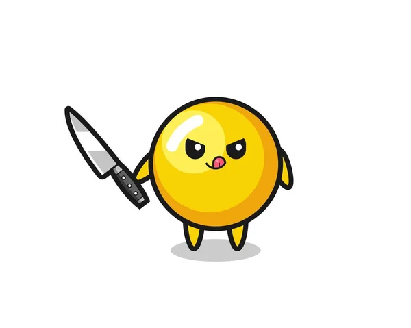 Mascotte Jaune Oeuf Mignon Comme Psychopathe Tenant Couteau Design Mignon — Image vectorielle