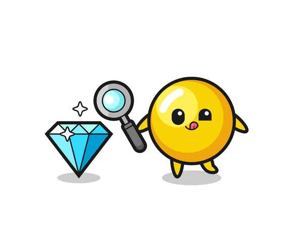 Mascote Gema Ovo Está Verificando Autenticidade Diamante Design Bonito —  Vetores de Stock