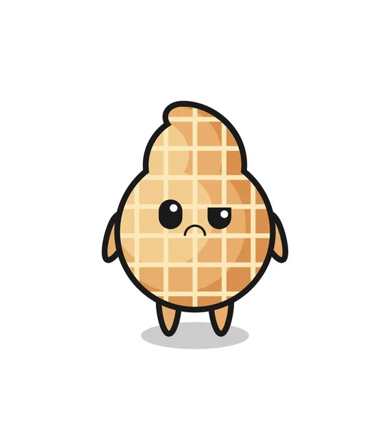 Mascot Peanut Sceptical Face Cute Design — Stock Vector