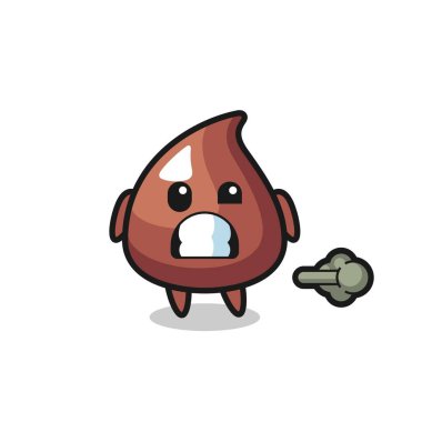 Osuruk yapan çikolata parçacıklı karikatür çizimi, şirin tasarım.