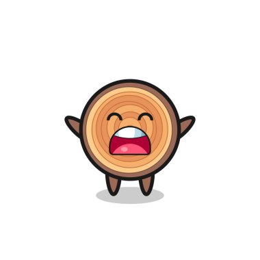 Şirin ahşap maskotlu esneme ifadesi ve güzel bir tasarımı var.