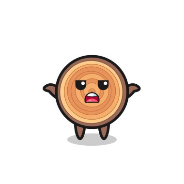 Ahşap desenli maskot karakteri ne bileyim, şirin tasarım diyor.