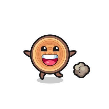 Mutlu ahşap karikatür. Koşu pozu, şirin tasarım.