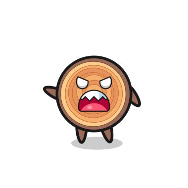 Güzel ahşap karikatür, çok kızgın bir poz, şirin bir tasarım.