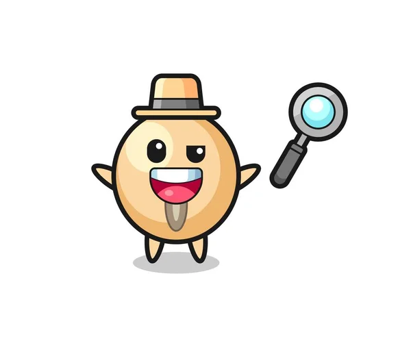Illustration Soy Bean Mascot Detective Who Manages Solve Case Cute — Stock Vector