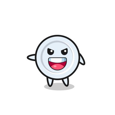 Tabak karikatürü, çok heyecanlı poz, şirin tasarım.