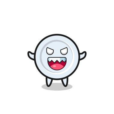 Şeytani tabak maskotu karakteri, şirin tasarım.