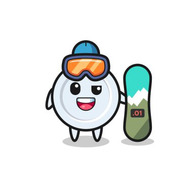 Snowboard stili bir tabak karakteri, şirin bir tasarım.