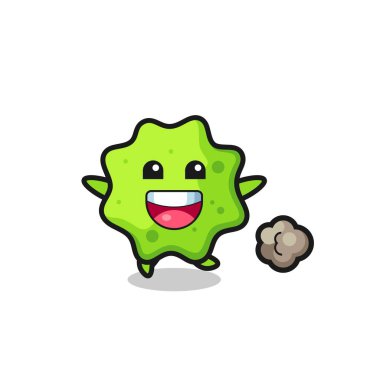 Koşu pozlu mutlu çizgi film, şirin tasarım.