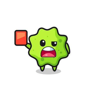 Hakem olarak şirin maskot kırmızı kart veriyor, şirin tasarım.