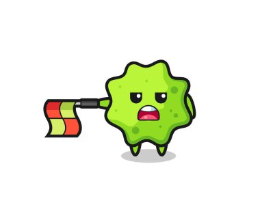 çizgi yargıcı olarak çizgi karakteri düz tut bayrak yatay, şirin tasarım