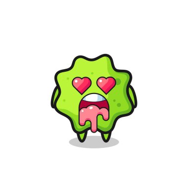 Aşık olma ifadesi kalp şeklinde gözleri olan tatlı bir şapırtı, şirin bir tasarım.