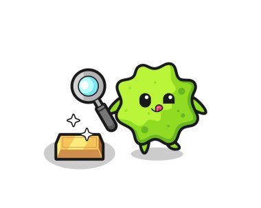 Splat karakteri altın külçesinin gerçekliğini kontrol ediyor, şirin tasarım.