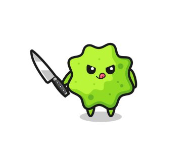 Güzel şaplak maskotu elinde bıçak tutan bir psikopat, şirin bir tasarım.