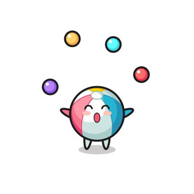 Plaj topu sirki çizgi filmi, top hokkabazlığı, şirin tasarım.