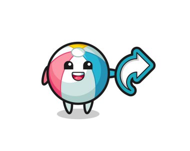 Sevimli plaj topu sosyal medya paylaşımı sembolü, şirin tasarım