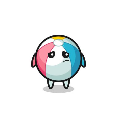 Plaj topu çizgi film karakterinin tembel hareketi, şirin tasarım.