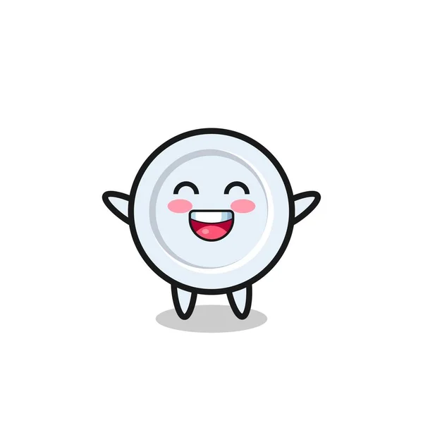 Personaje Dibujos Animados Placa Bebé Feliz Lindo Diseño — Vector de stock