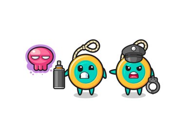 Sen karikatürlerde vandallık yapıyorsun ve polis tarafından yakalandın, şirin bir tasarım.