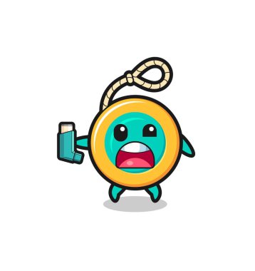 Maskotun astımı var. Astım spreyini tutarken, şirin bir tasarım.