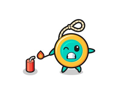 Seni maskot illüstrasyonu kestane fişeği çalıyor, şirin tasarım.