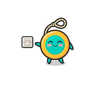 Yoyo çizgi filmi ışığı kapatıyor, şirin tasarım.