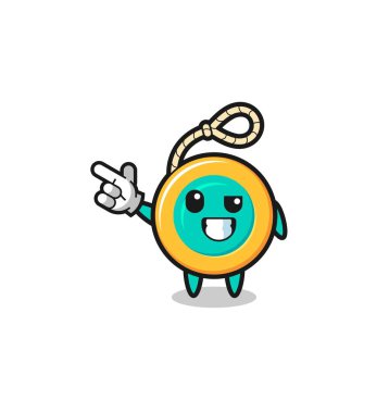 Maskotunuz sol üst tarafı işaret ediyor, şirin tasarım.