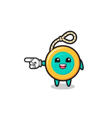 Çizgi film solu işaret eden, şirin bir tasarım.