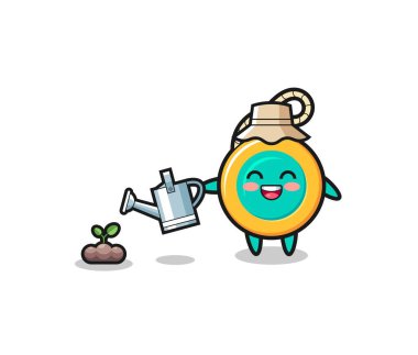 Şirin yoyo bitki tohumlarını suluyor, şirin tasarım.