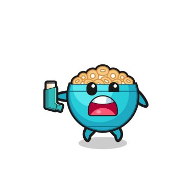 Mısır gevreği maskotunun astımı vardı. Astım spreyini tutarken, şirin bir tasarım.